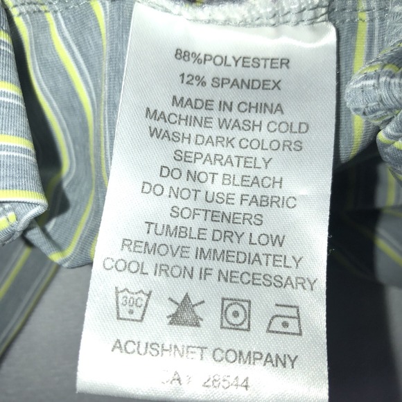 FOOTJOY Men's L Dallas Athletic Club Logo GOLF POLO SHIRT Gray Yellow Stripe - Picture 6 of 8